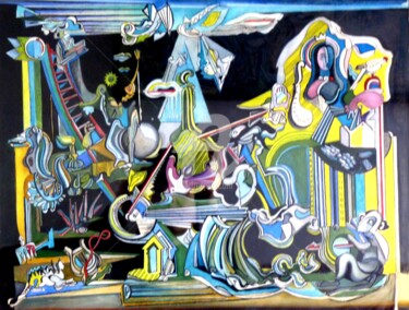 Peinture intitulée "Violoncelle sur le…" par N Jacquounain, Œuvre d'art originale, Acrylique Monté sur Châssis en bois