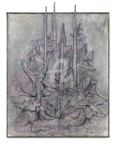 Painting titled "Cathedral" by N Jacquounain, Original Artwork, Acrylic Mounted on Wood Stretcher frame