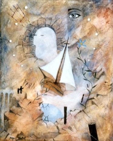 Peinture intitulée "La nef des anges" par Jacques Teulet, Œuvre d'art originale, Acrylique