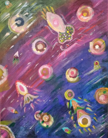 Malerei mit dem Titel "Cosmic Sea" von Jaden Zen, Original-Kunstwerk, Acryl
