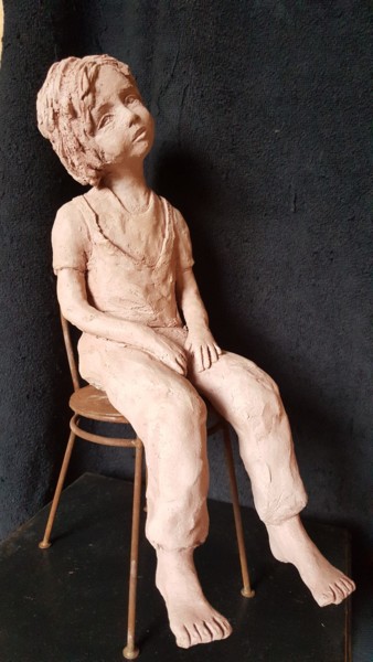 Sculpture intitulée "L'attente" par Dominique Mahe, Œuvre d'art originale, Argile