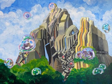 Painting titled "The bubbling mounta…" by Jacques Durand, Original Artwork, Acrylic