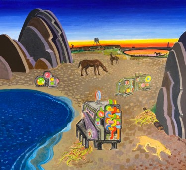 Painting titled "Machines stranded o…" by Jacques Durand, Original Artwork, Acrylic