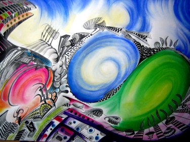 Drawing titled "Horizons Urbains 3…" by Jacques Durand, Original Artwork, Pastel