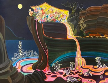 Malerei mit dem Titel "bain de minuit (mid…" von Jacques Durand, Original-Kunstwerk, Acryl