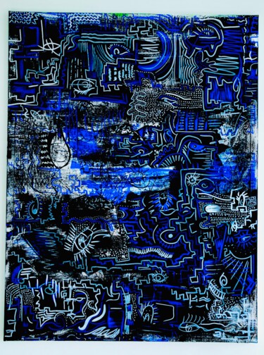 ELECTRIC NIGHT Peinture intitulée "ELECTRIC NIGHT" par Jag, Œuvre d'art originale, Encre