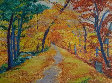 Schilderij getiteld "Malerischer Herbst" door Jaga Rudnicka, Origineel Kunstwerk, Olie
