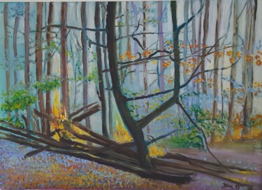 Peinture intitulée "Brennenden Herbst" par Jaga Rudnicka, Œuvre d'art originale, Huile