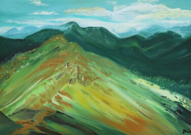 Malerei mit dem Titel "Gelber Berg" von Jaga Rudnicka, Original-Kunstwerk, Öl