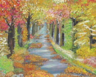 Painting titled "Weg im Herbst" by Jaga Rudnicka, Original Artwork, Oil