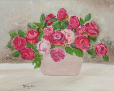 Malarstwo zatytułowany „Die Rote Rosen” autorstwa Jaga Rudnicka, Oryginalna praca, Olej