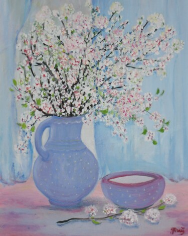 Malerei mit dem Titel "Blühende Zweige (II…" von Jaga Rudnicka, Original-Kunstwerk, Öl