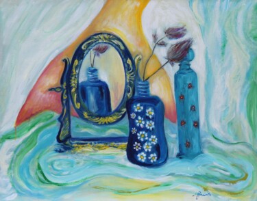Malarstwo zatytułowany „Blaue Sspiegelung” autorstwa Jaga Rudnicka, Oryginalna praca, Olej