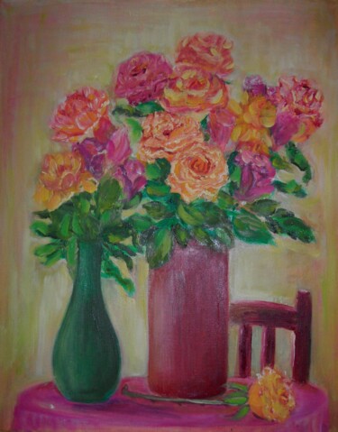 Painting titled "Alte rosen" by Jaga Rudnicka, Original Artwork, Oil