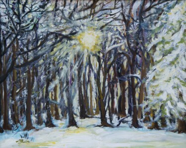 Malerei mit dem Titel "Winter im Wald" von Jaga Rudnicka, Original-Kunstwerk, Öl