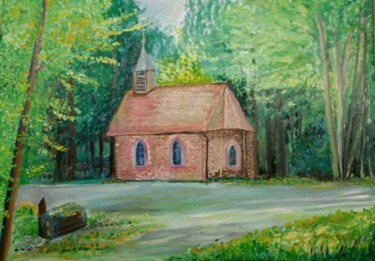 Schilderij getiteld "Waldkapelle" door Jaga Rudnicka, Origineel Kunstwerk, Olie