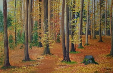 Pintura titulada "Herbstliche Nachden…" por Jaga Rudnicka, Obra de arte original, Oleo