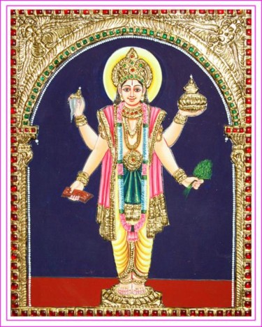 Malerei mit dem Titel "Lord Vishnu" von Jagannathan P, Original-Kunstwerk