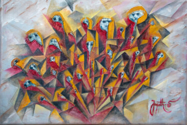 Peinture intitulée "International Worke…" par Jagath Wickramarachchi, Œuvre d'art originale, Huile Monté sur Panneau de bois