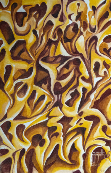 Painting titled "Limestone Reef" by Jagath Wickramarachchi, Original Artwork, Oil Mounted on Wood Panel