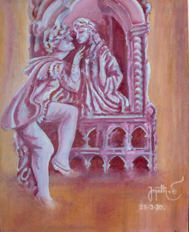 Schilderij getiteld "Romeo Juliet" door Jagath Wickramarachchi, Origineel Kunstwerk, Olie Gemonteerd op Houten paneel