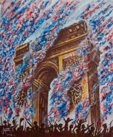 "Gilets Jaunes" başlıklı Tablo Jagath Wickramarachchi tarafından, Orijinal sanat, Akrilik Ahşap panel üzerine monte edilmiş