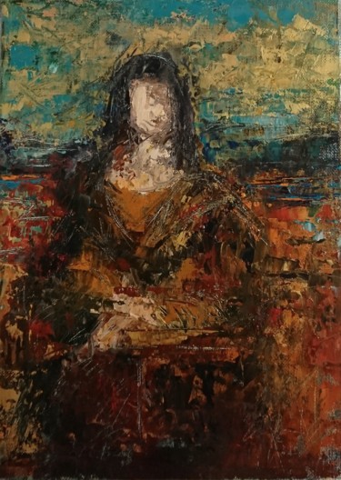 Painting titled "L'égérie" by Nathalie Jaguin, Original Artwork, Oil