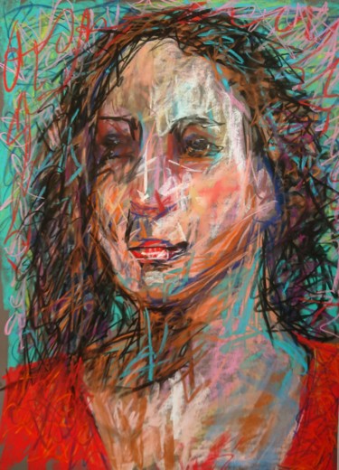 Картина под названием "Señora" - Nathalie Jaguin, Подлинное произведение искусства, Пастель