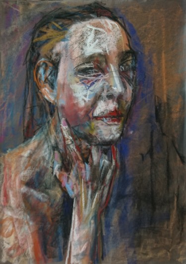 Painting titled "Georgette" by Nathalie Jaguin, Original Artwork, Pastel