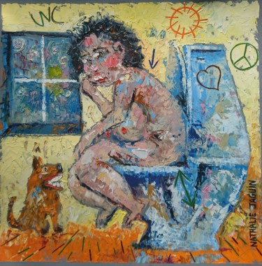 Peinture intitulée "La pisseuse" par Nathalie Jaguin, Œuvre d'art originale, Huile