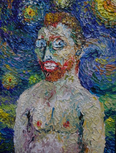 Malerei mit dem Titel "Van Gogh parodie" von Nathalie Jaguin, Original-Kunstwerk, Öl