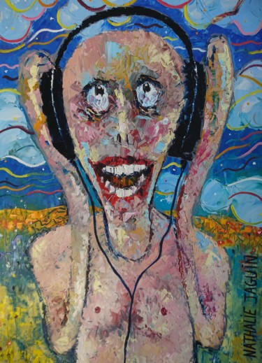 Картина под названием "Happy scream" - Nathalie Jaguin, Подлинное произведение искусства, Масло