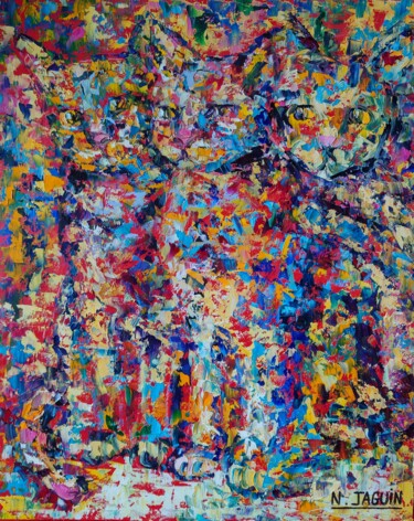 Картина под названием "Camouflage 3" - Nathalie Jaguin, Подлинное произведение искусства, Масло Установлен на Деревянная рам…
