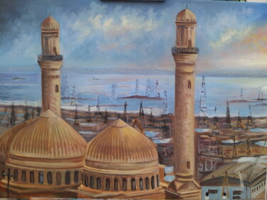 Картина под названием "Baku oil." - Jahangir Seyidov, Подлинное произведение искусства, Масло Установлен на Деревянная рама…