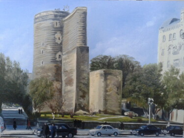 Ζωγραφική με τίτλο "Maiden's Tower. Bak…" από Jahangir Seyidov, Αυθεντικά έργα τέχνης, Λάδι Τοποθετήθηκε στο Χαρτόνι