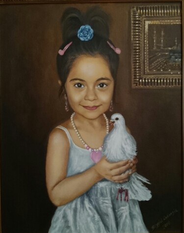 Painting titled "Maryam" by Jahangir Seyidov, Original Artwork, Oil Mounted on Wood Stretcher frame