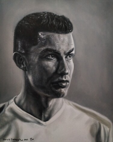Painting titled "Cristiano the legend" by Jahangir Seyidov, Original Artwork, Oil Mounted on Wood Stretcher frame