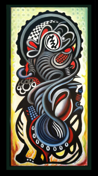 Pintura intitulada "ANCESTRAL TOKEN 1" por Ras Jahaziel Tafari, Obras de arte originais, Óleo