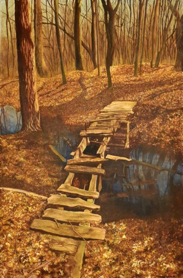 Painting titled "A perplexing walkway" by Jahratasfia Jahra, Original Artwork, Acrylic