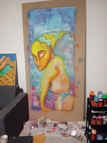 Картина под названием "Deemster elf" - Jai Rezzoug, Подлинное произведение искусства, Рисунок распылителем краски