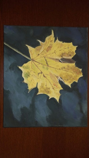 Painting titled "Hoja de otoño" by Jaibue77, Original Artwork, Oil