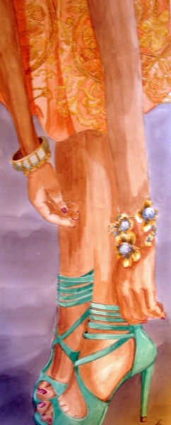 Painting titled "Zapatitos" by Aida Rivas, Original Artwork, Watercolor