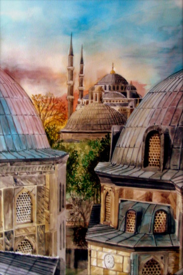 Painting titled "Estambul" by Aida Rivas, Original Artwork, Watercolor