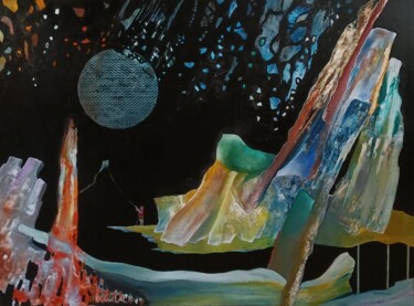Pintura titulada "Num Mundo Flutuante" por Jaime R Ferreira, Obra de arte original, Oleo
