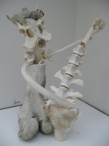 Scultura intitolato "CONTREBASSISTE" da Jaime Garcia, Opera d'arte originale, osso