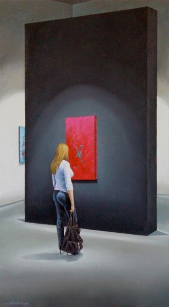Painting titled "Panel Negro, El Obs…" by Jaime Abril, Original Artwork, Oil