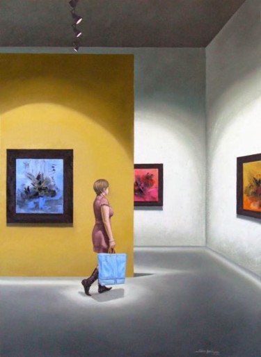 Pittura intitolato "Panel Amarillo, ser…" da Jaime Abril, Opera d'arte originale, Olio