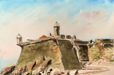 Pintura intitulada "PORTO-Castelo do Qu…" por Jaime Azedo, Obras de arte originais, Aquarela