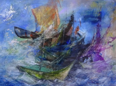 Pintura intitulada ""Além Mar"" por Jaio Dos Anjos, Obras de arte originais, Acrílico