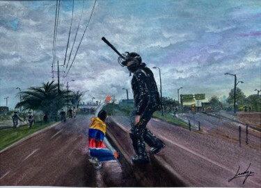 Malarstwo zatytułowany „LA RAZON DE LA FUER…” autorstwa Jairo Duque, Oryginalna praca, Akwarela